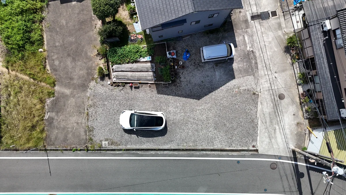 淡路市生穂1566-3：上空から見た敷地周辺