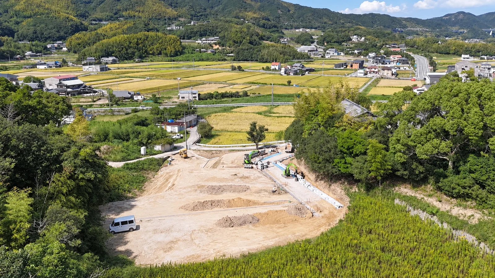 敷地と周辺の田園風景（2026年10月9日・ドローン撮影）